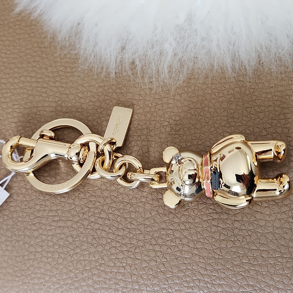 NWT IOB Coach Gold Teddy Bear Key Ring Or Bag Charm 💛🧸🎁 - Picture 12 of 13